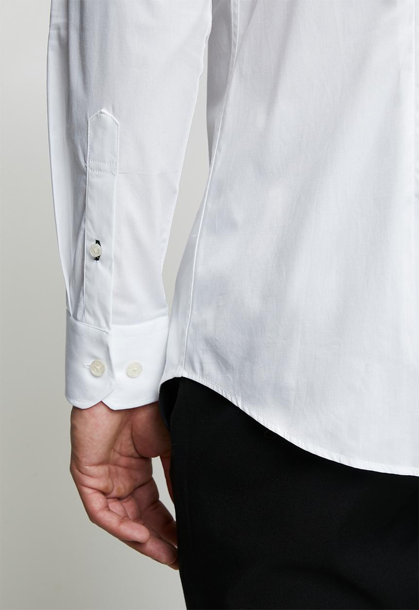 POLO - MENS LS PLAIN SLIM FIT SHIRT - White