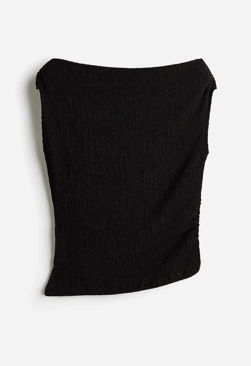 H&M - Textured-jersey boat-neck top - dark brown