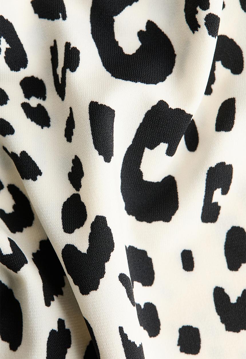 H&M - Draped one-shoulder top - white/leopard print