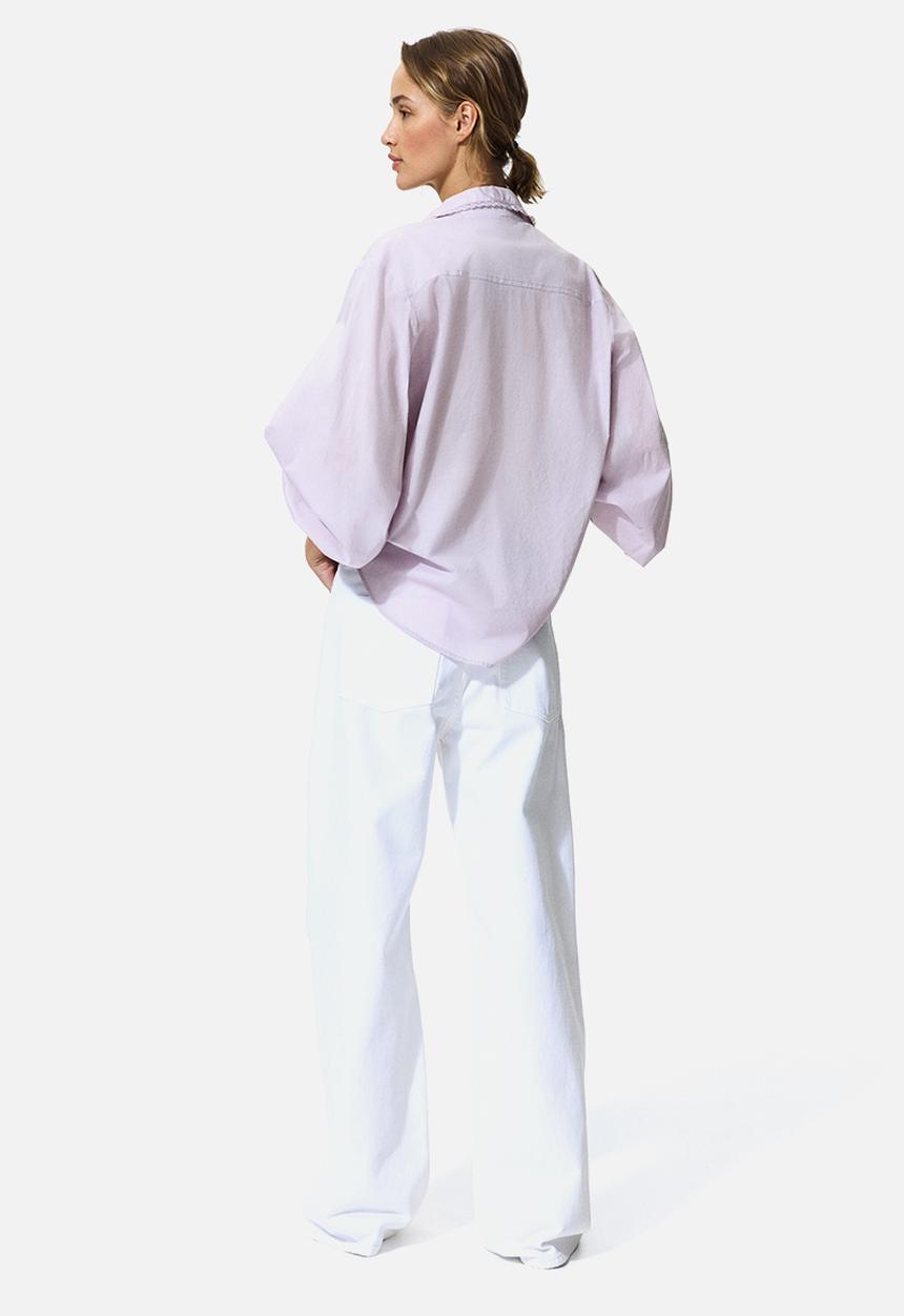 H&M - Lace-trimmed cotton shirt - light purple