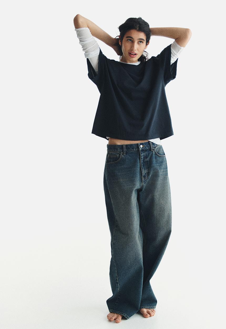 H&M - Loose-fit cotton t-shirt - washed black