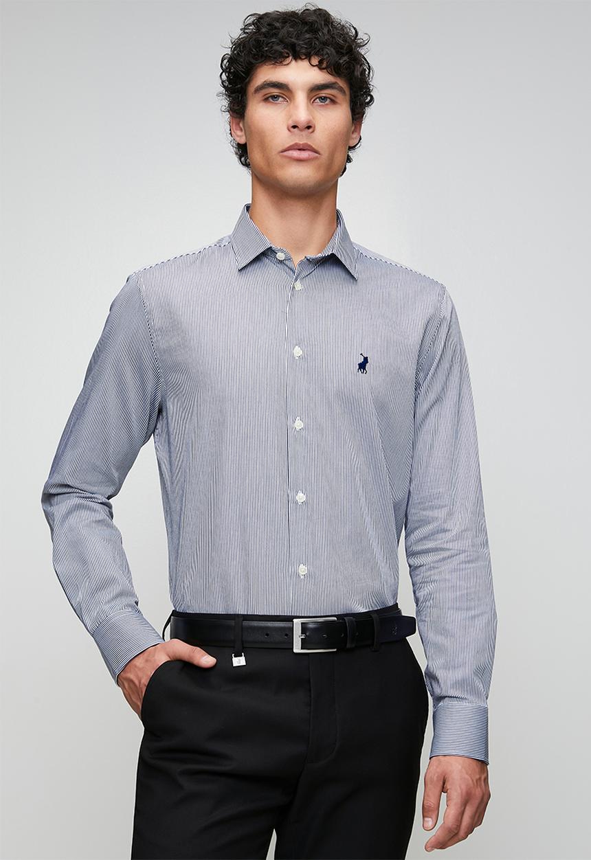 POLO - MENS LS YD STRIPE  SHIRT - Navy
