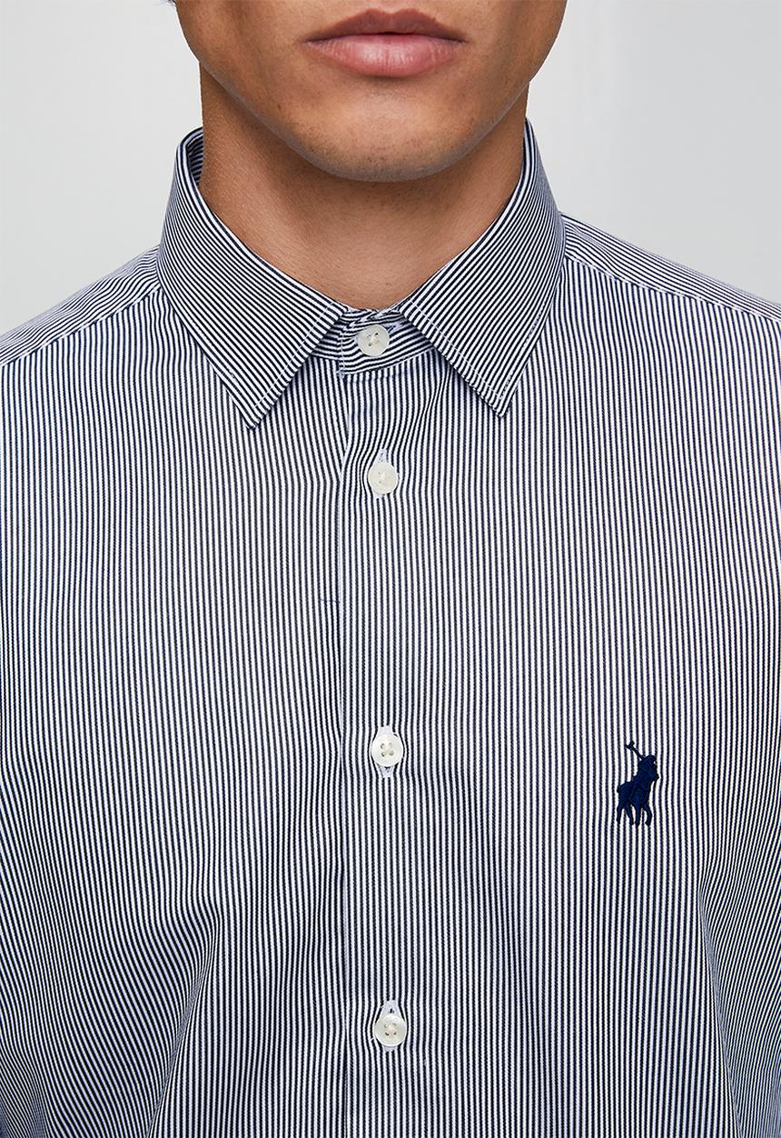 POLO - MENS LS YD STRIPE  SHIRT - Navy