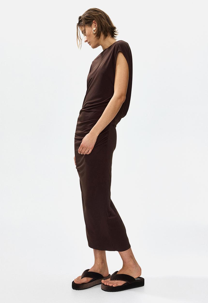 H&M - Cowl-back dress - dark brown