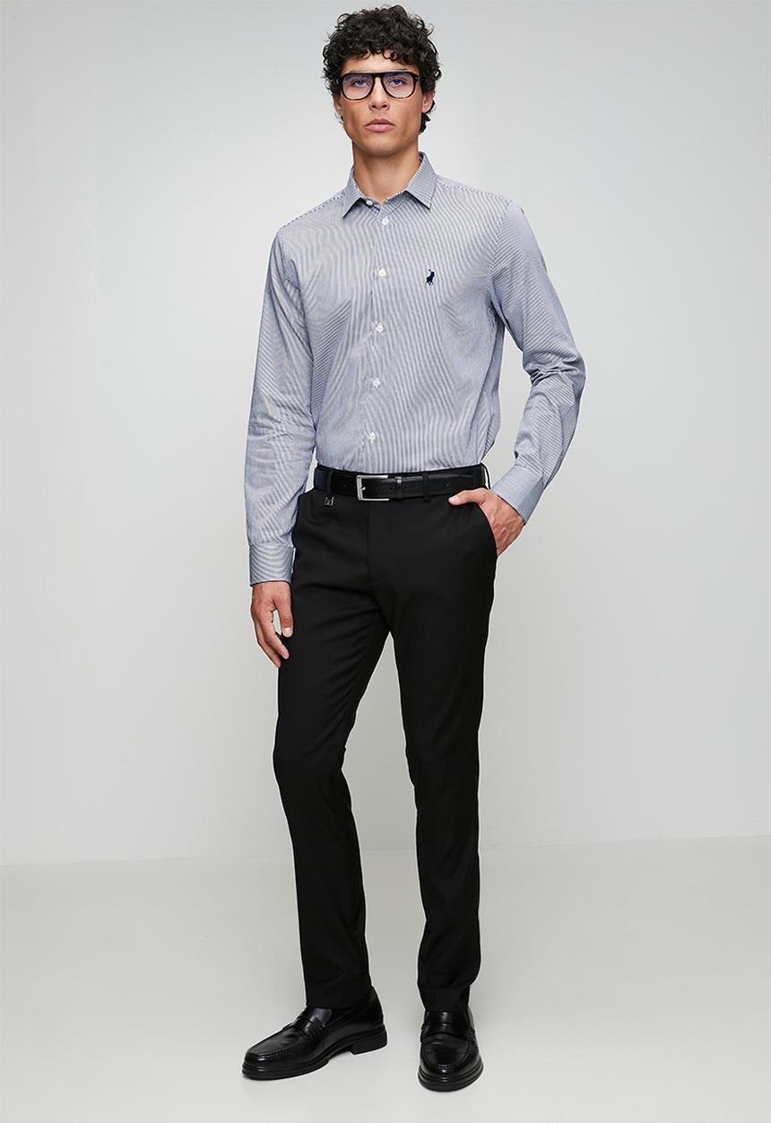 POLO - MENS LS YD STRIPE  SHIRT - Navy