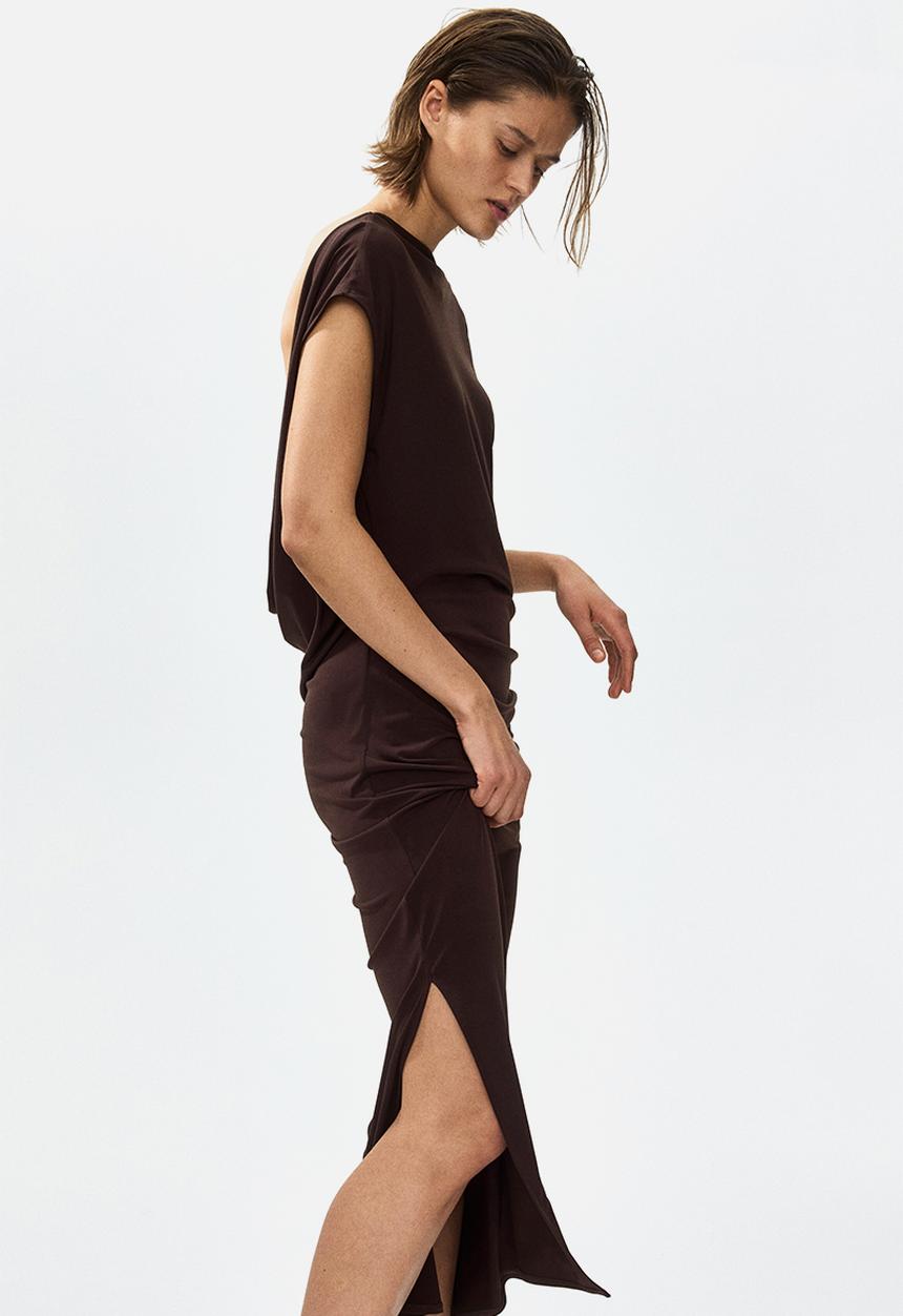 H&M - Cowl-back dress - dark brown