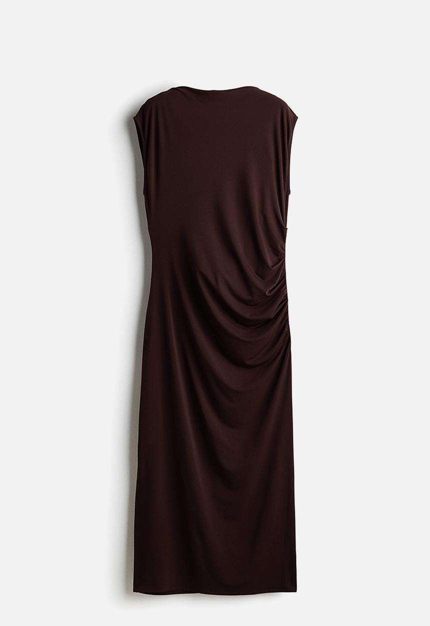 H&M - Cowl-back dress - dark brown