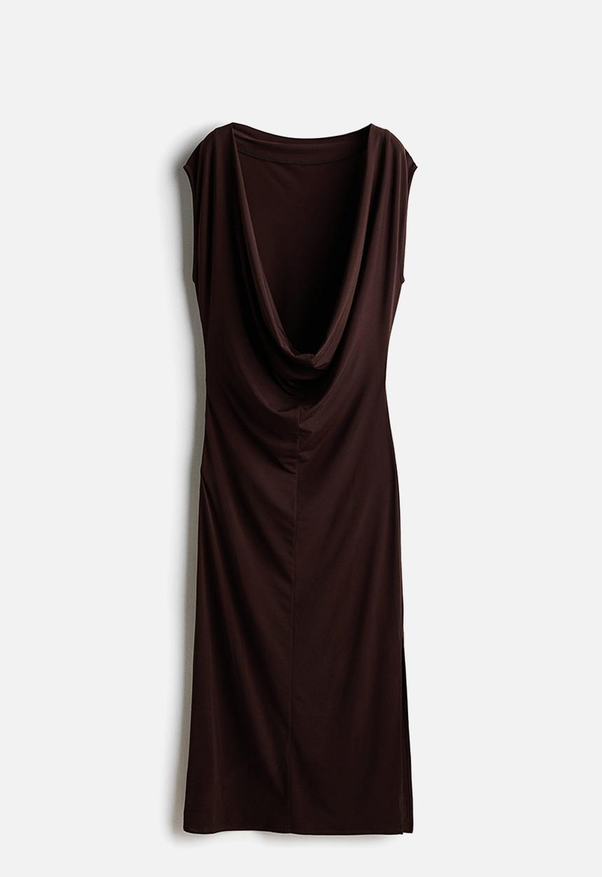 H&M - Cowl-back dress - dark brown