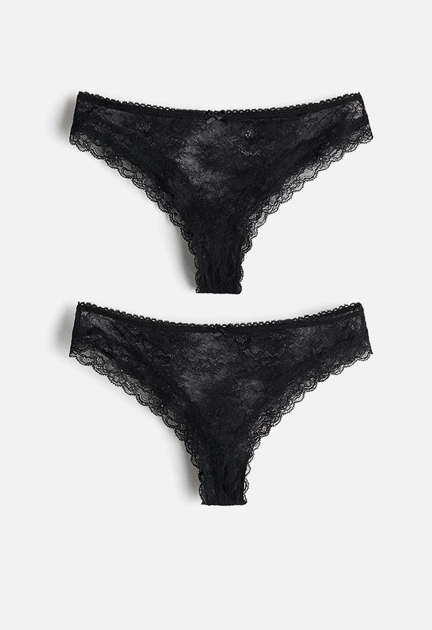 H&M - 2-Pack lace brazilian briefs - black