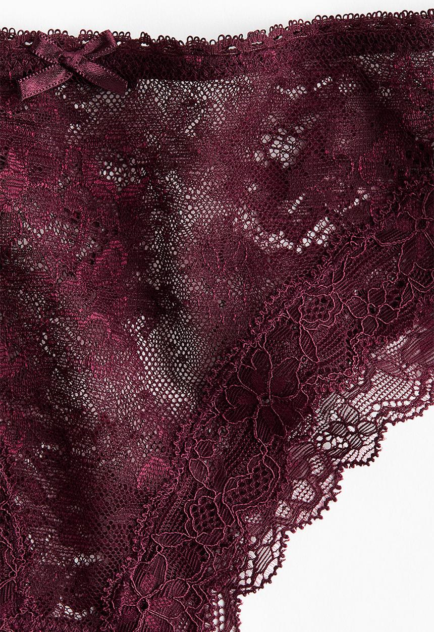 H&M - 2-Pack lace brazilian briefs - dark red