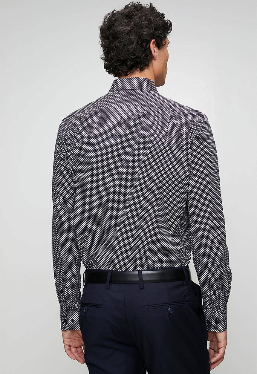 POLO - MENS LS GEO PRINT SHIRT - Black