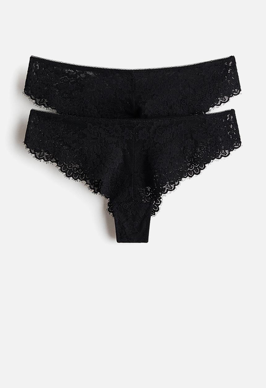 H&M - 2-Pack lace brazilian briefs - black