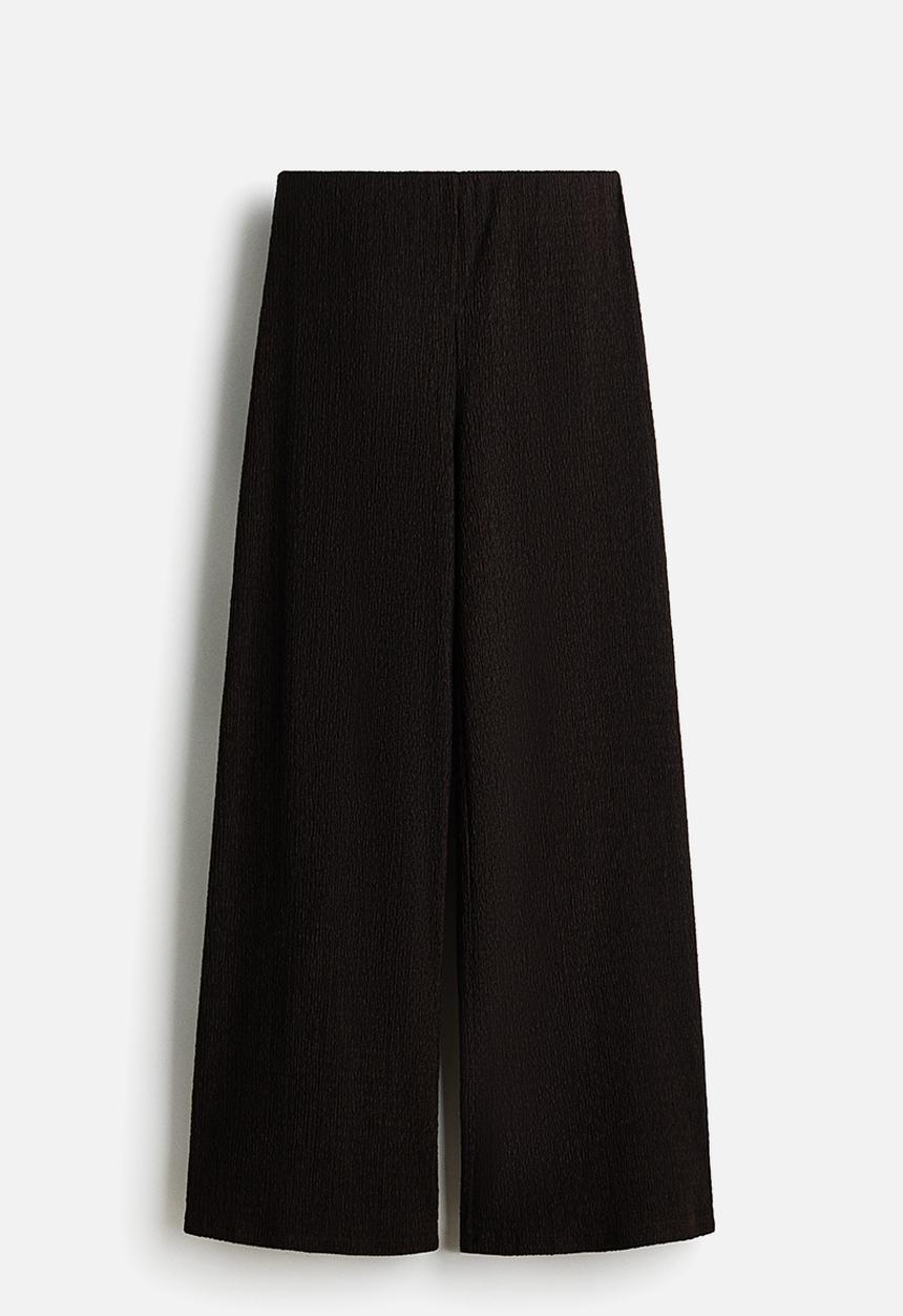H&M - Crinkled pull-on trousers - dark brown