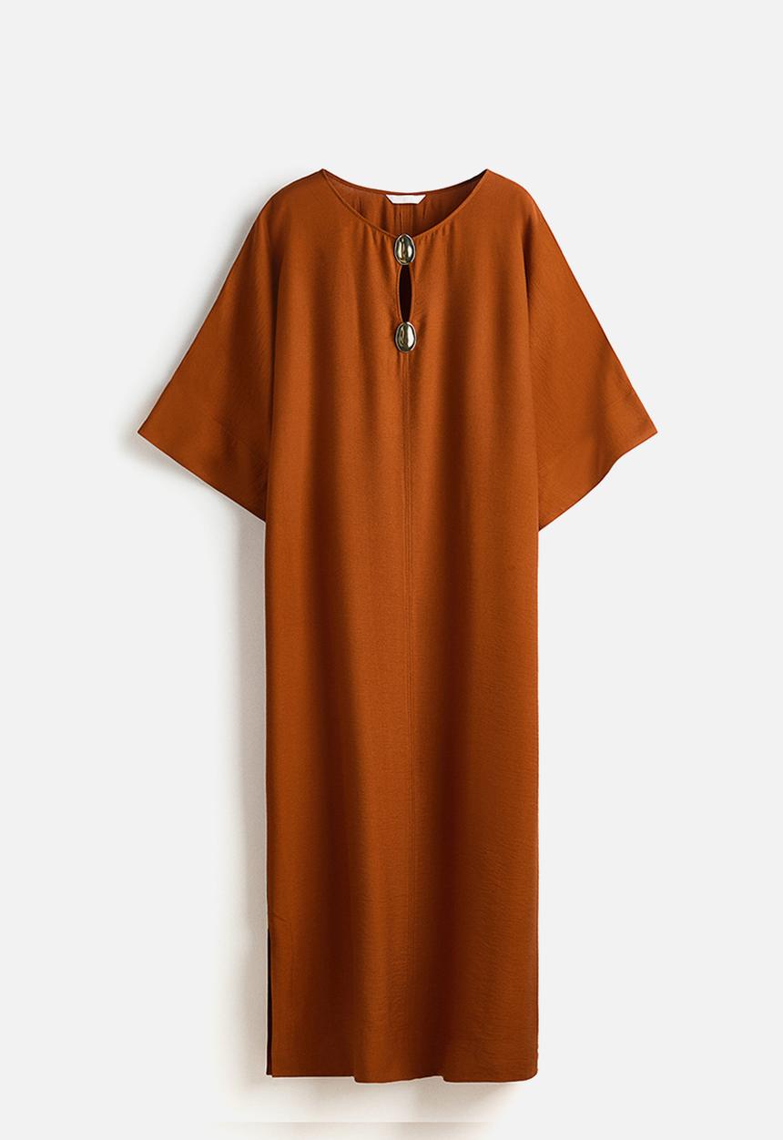 H&M - Maxi Kaftan Dress - rust brown - 1314758003