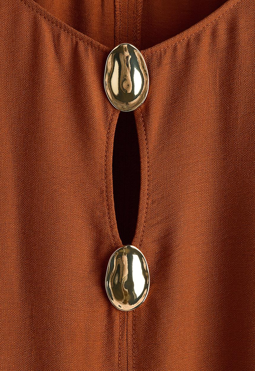H&M - Maxi Kaftan Dress - rust brown - 1314758003