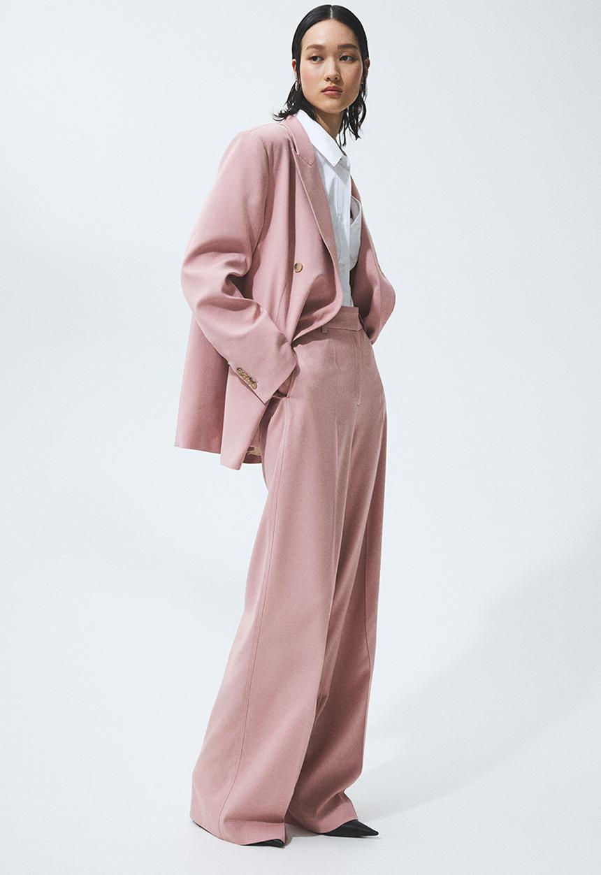 H&M - Double-breasted blazer - light pink