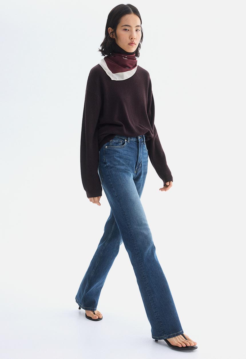 H&M - Bootcut high jeans - dark denim blue