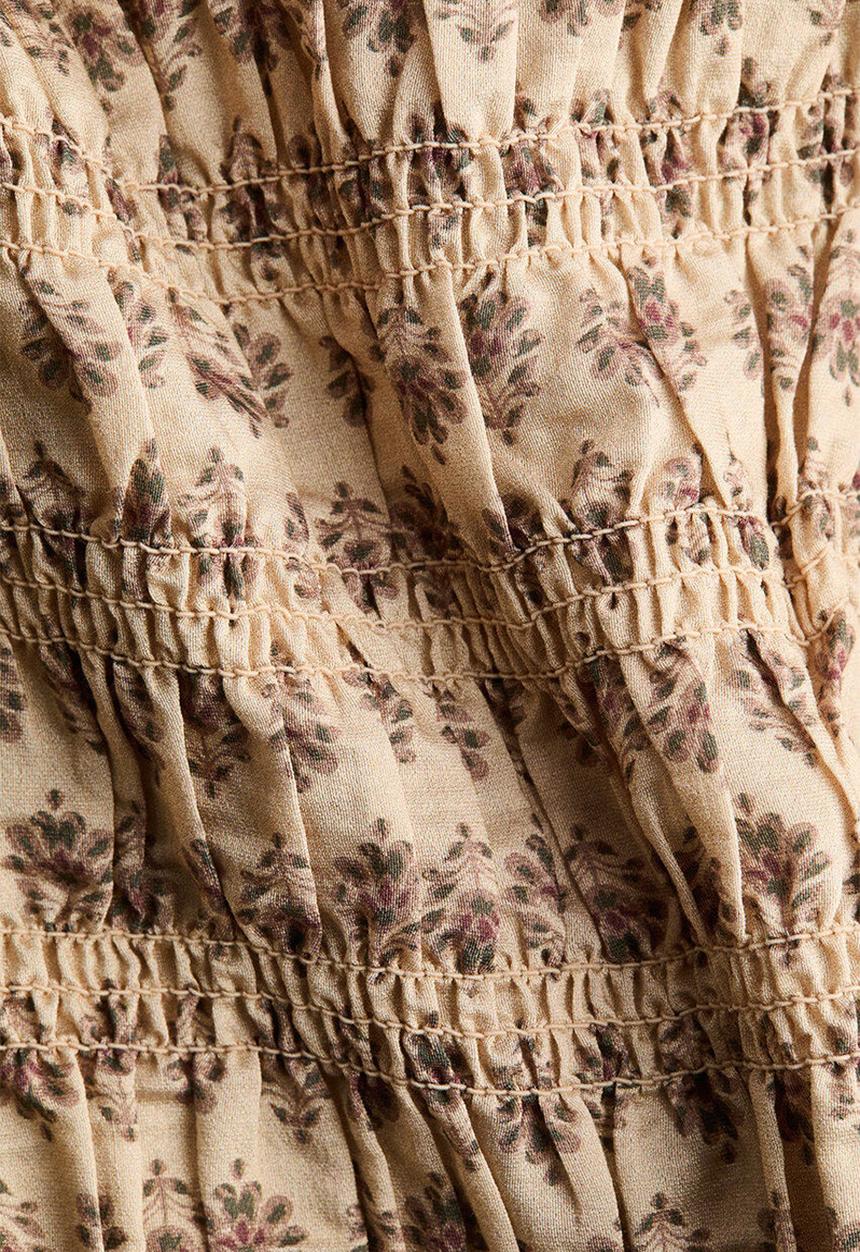 H&M - Smocked top - beige/floral