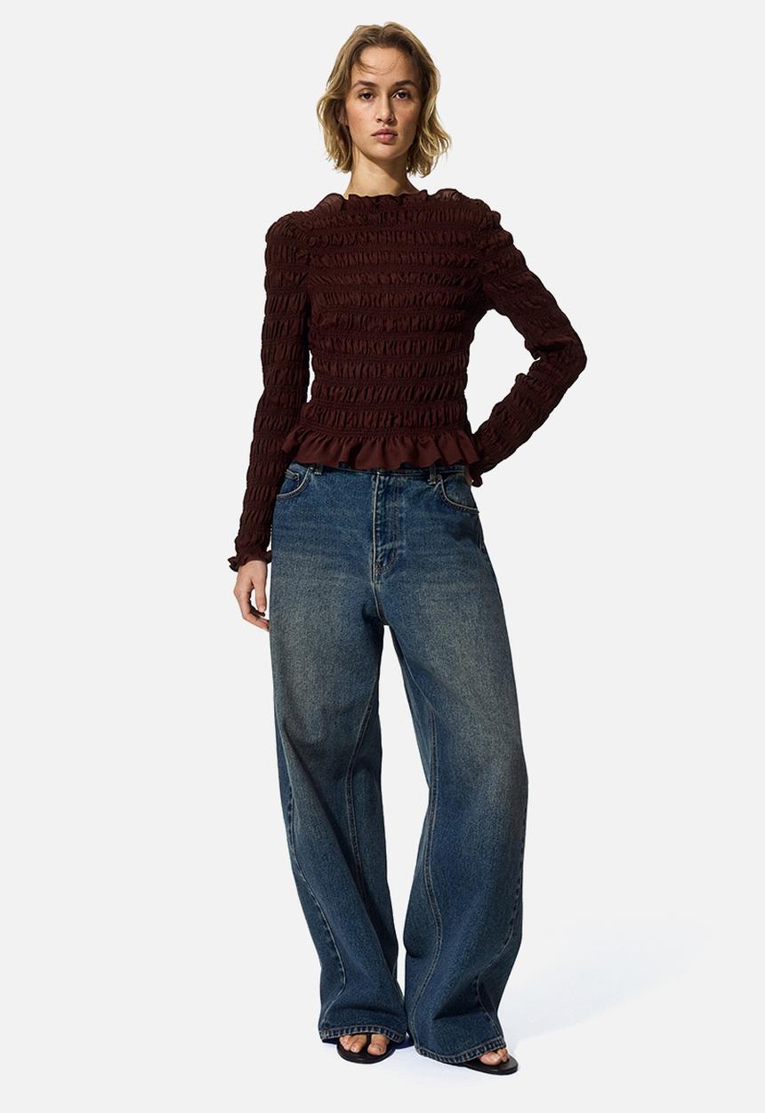 H&M - Smocked top - rust brown