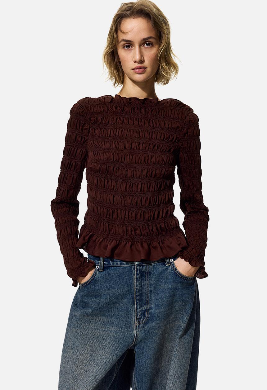 H&M - Smocked top - rust brown