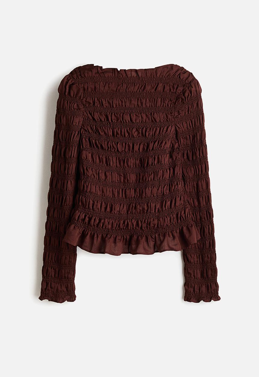 H&M - Smocked top - rust brown