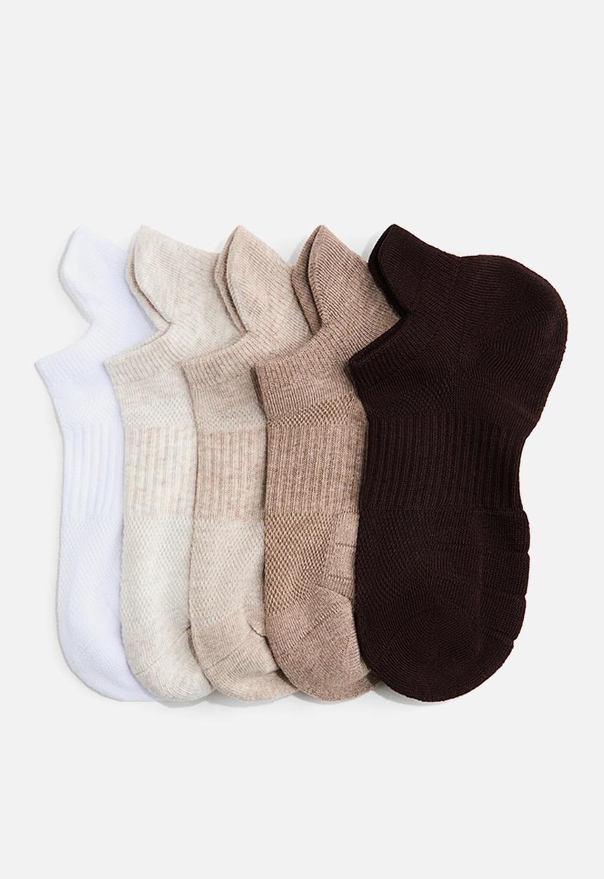 H&M - 5-pack sports socks with drymove™ - white/beige