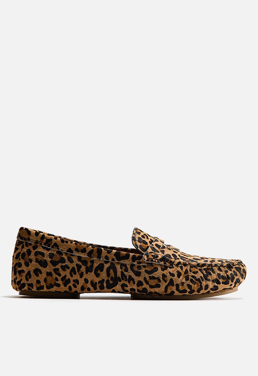 H&M - Leather loafers - beige/faux leopard
