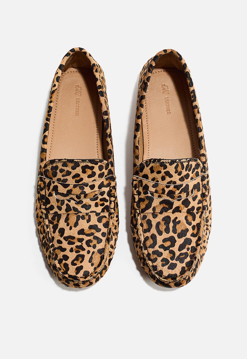 H&M - Leather loafers - beige/faux leopard