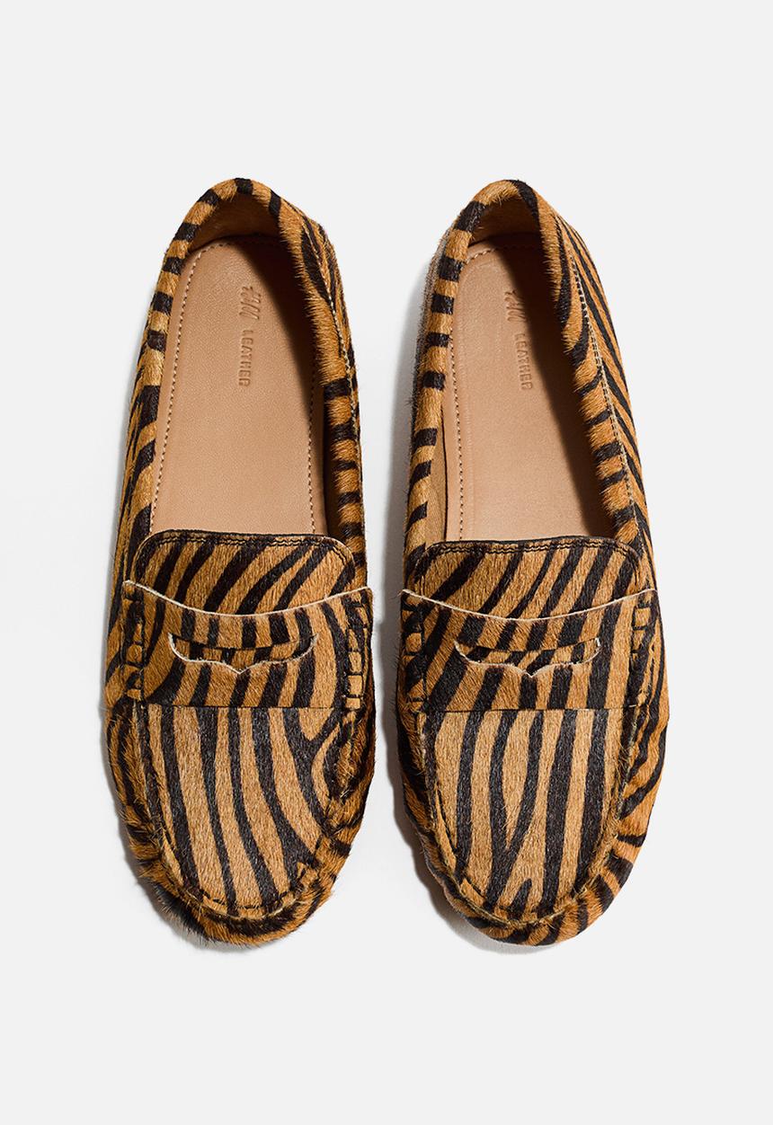 H&M - Leather loafers - beige/faux tiger