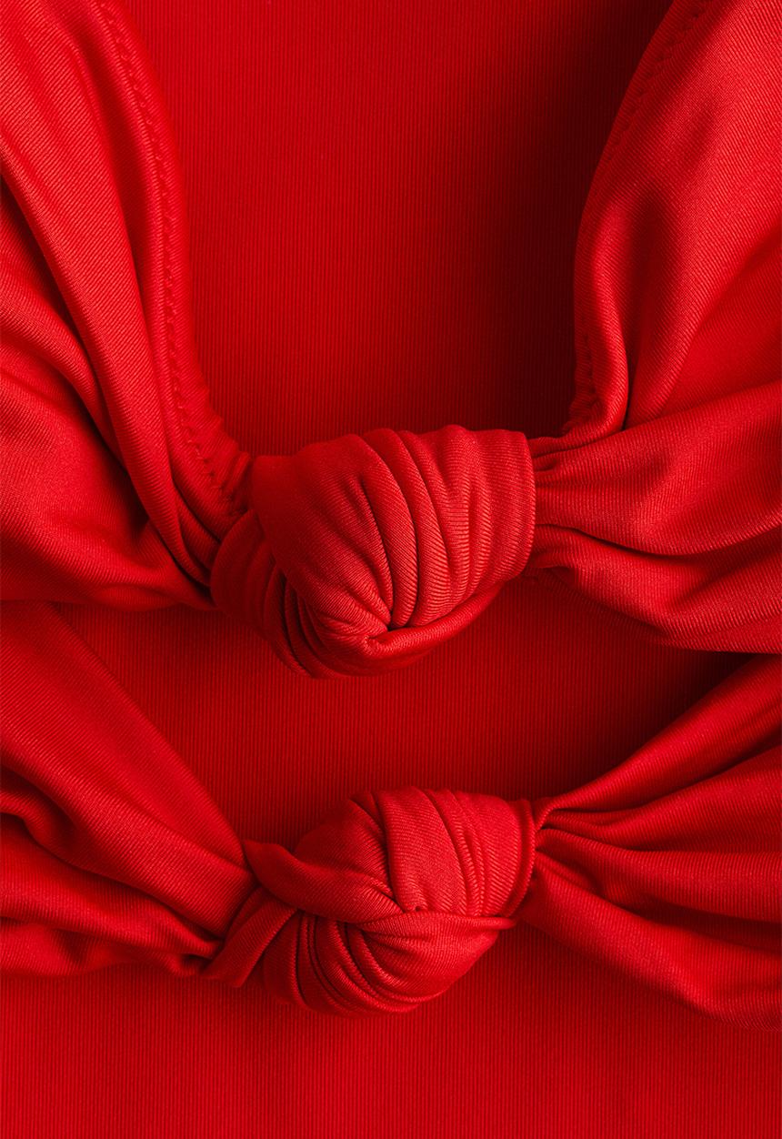 H&M - Padded-cup bandeau swimsuit - red