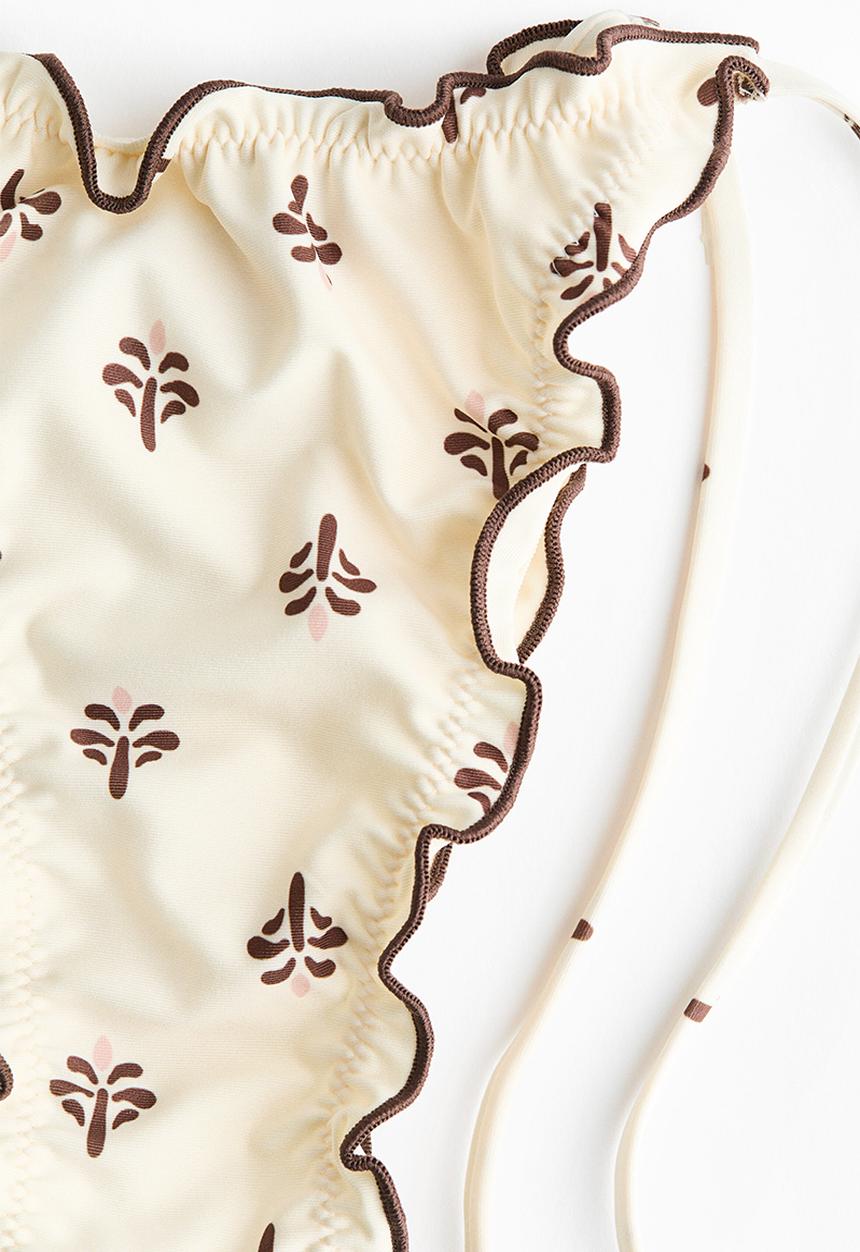 H&M - Cheeky tie tanga bikini bottoms - cream/floral