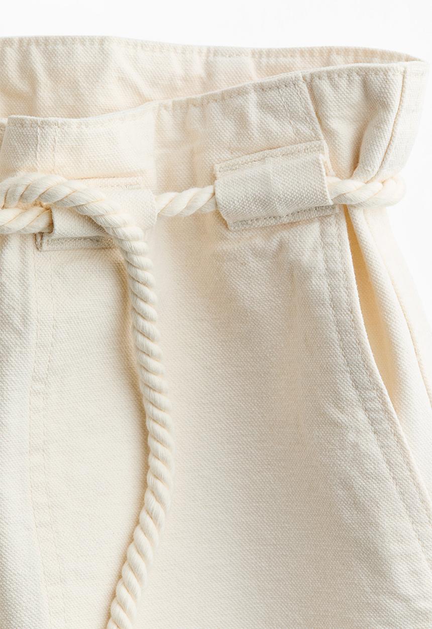 H&M - Rope-belt paper bag trousers - cream