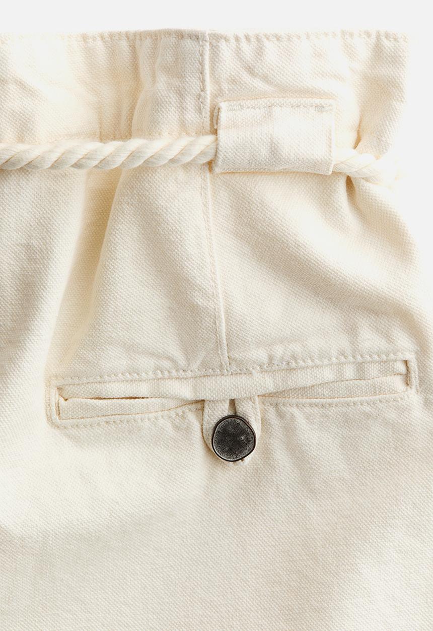 H&M - Rope-belt paper bag trousers - cream