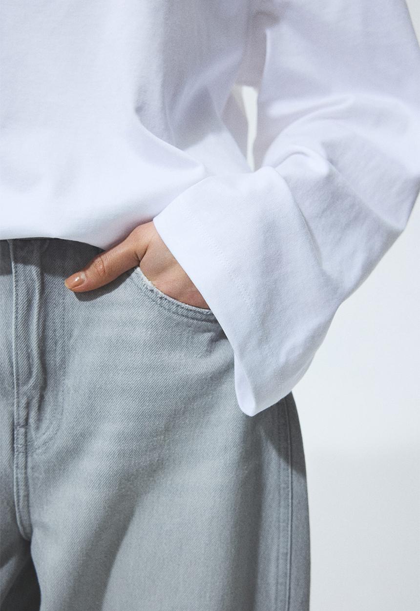 H&M - Oversized jersey top - white/les nuits