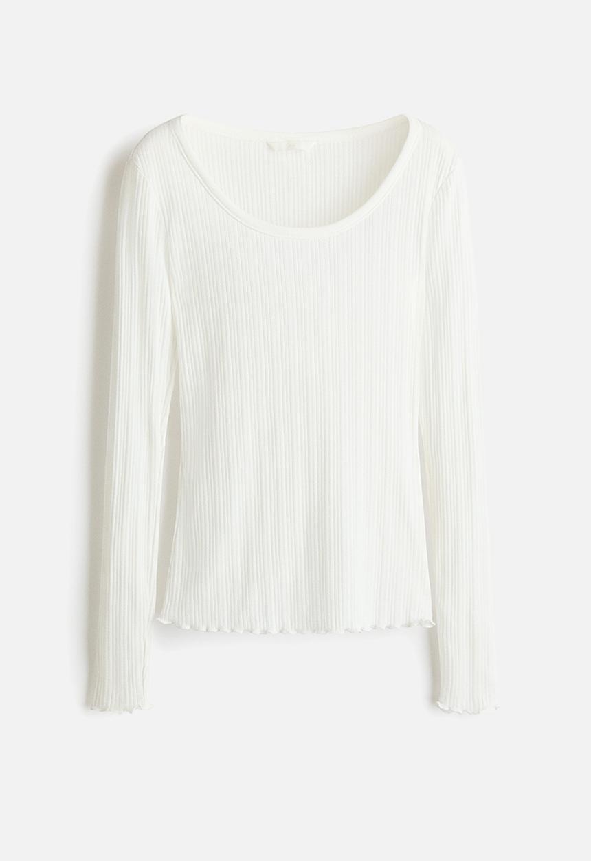 H&M - Pointelle jersey top - white