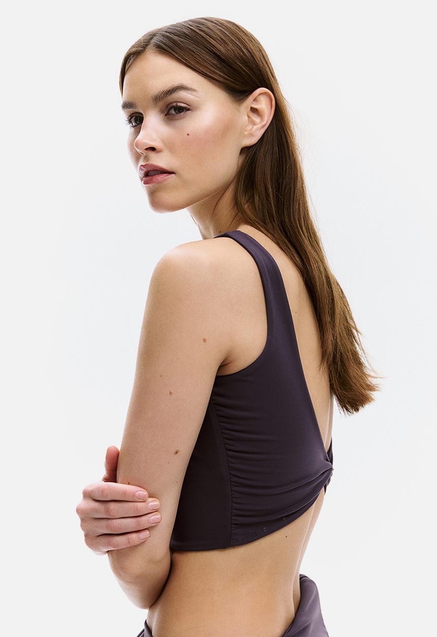 H&M - Twist-detail vest top with softmove™ - plum purple