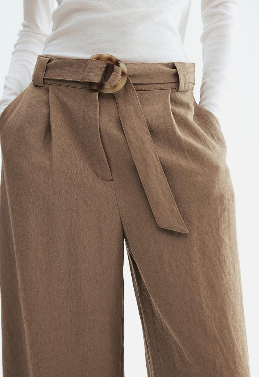 H&M - Wide belted trousers - dark mole