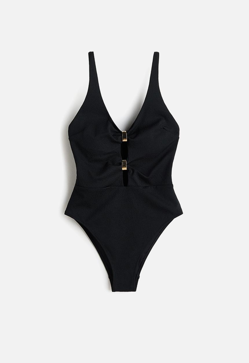 H&M - Padded-cup high leg swimsuit - black