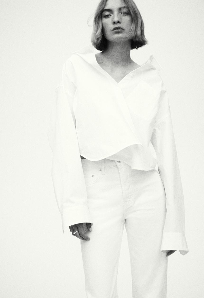 H&M - Straight high waist ankle jeans - white