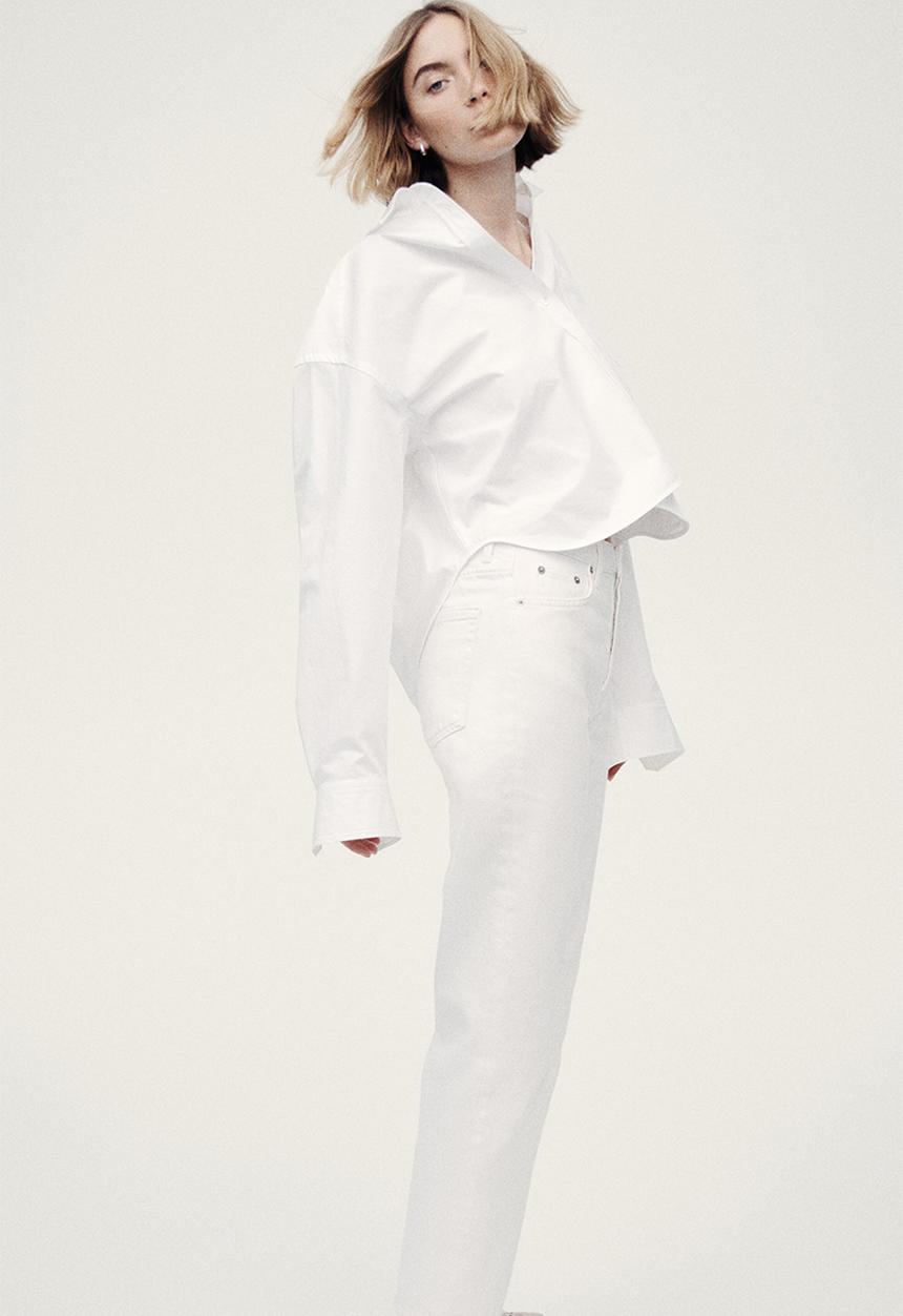 H&M - Straight high waist ankle jeans - white
