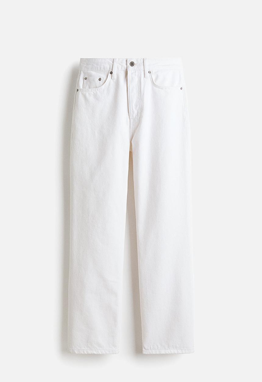 H&M - Straight high waist ankle jeans - white