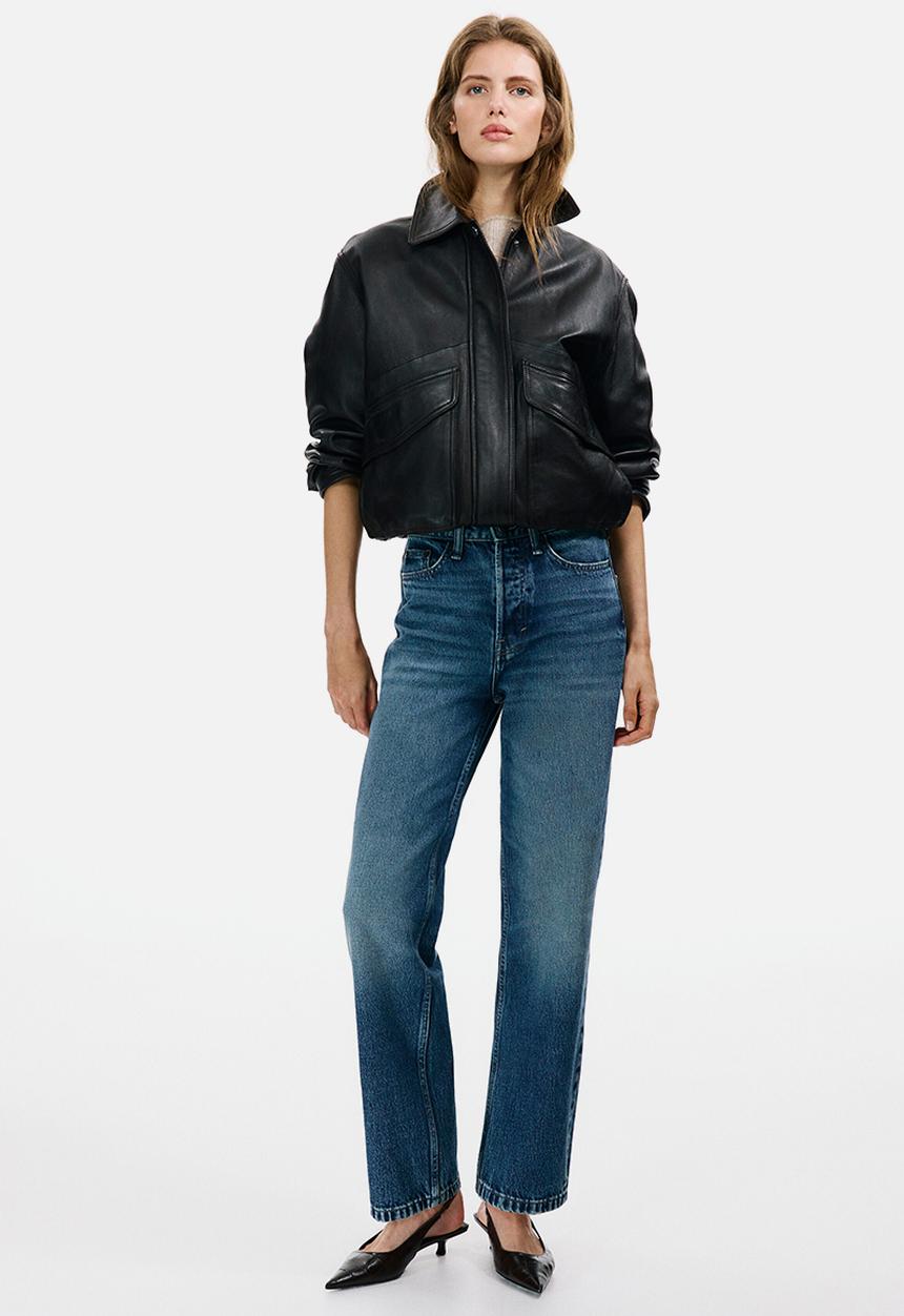 H&M - Straight high waist ankle jeans - denim blue
