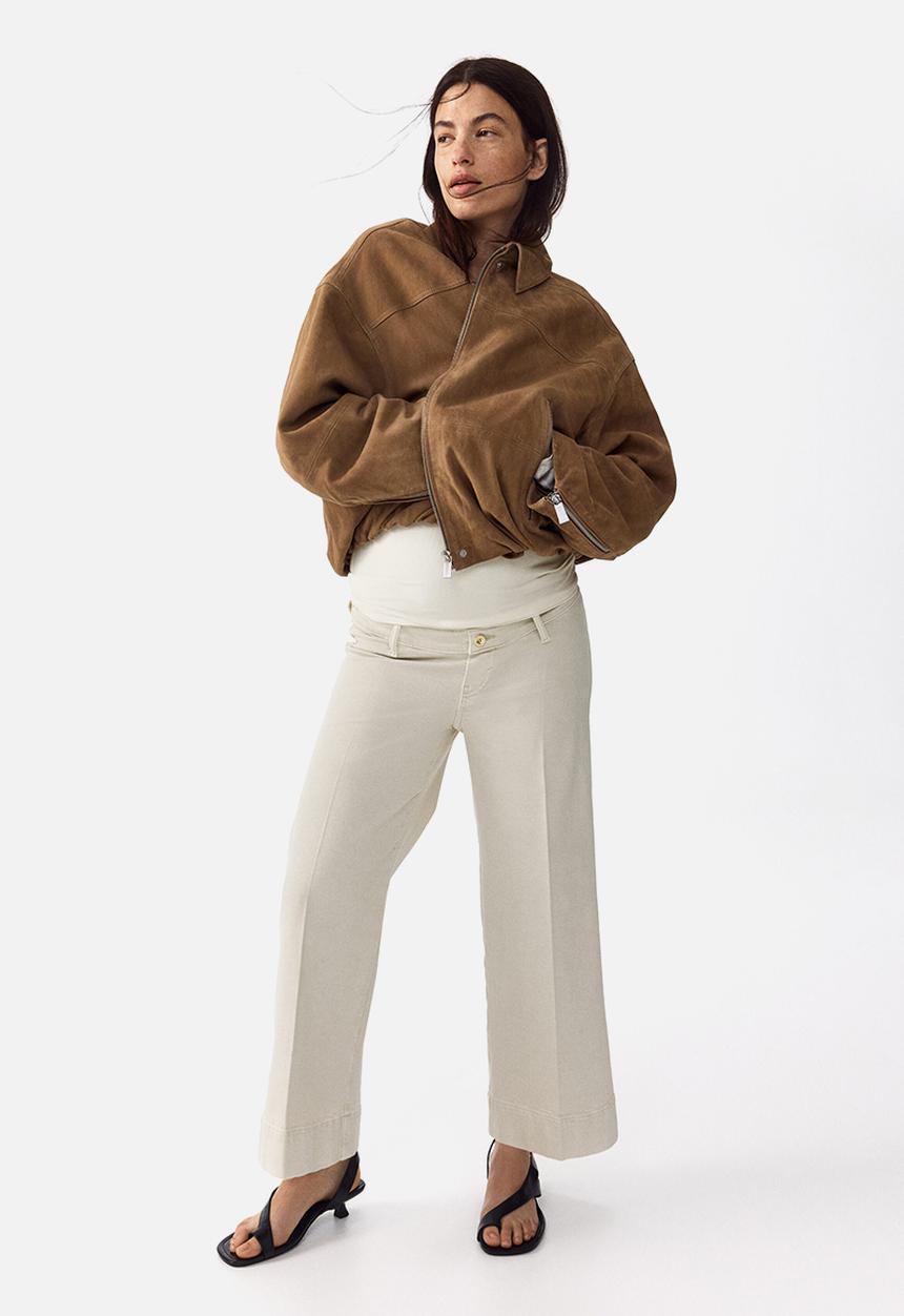 H&M - Mama wide high waist ankle jeans - cream