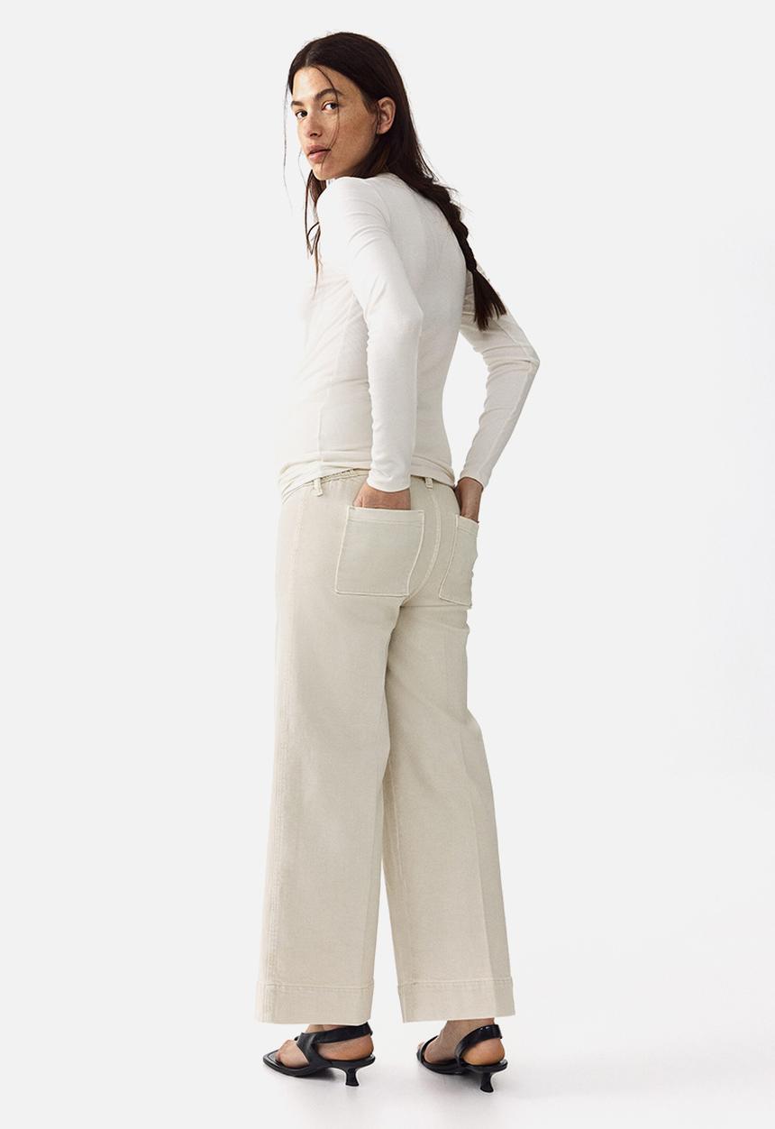 H&M - Mama wide high waist ankle jeans - cream