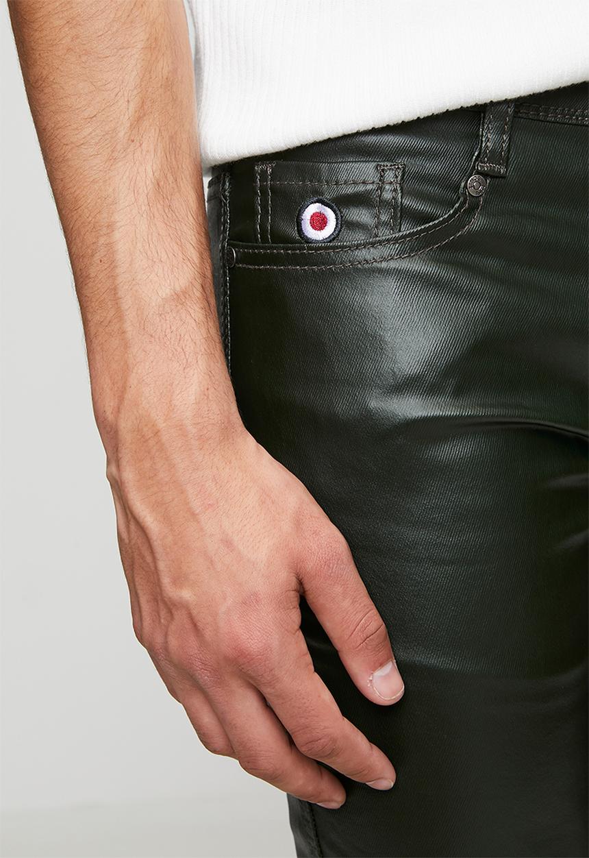 Ben Sherman - Wax Coated Sheen Slim Fit Denim - Olive