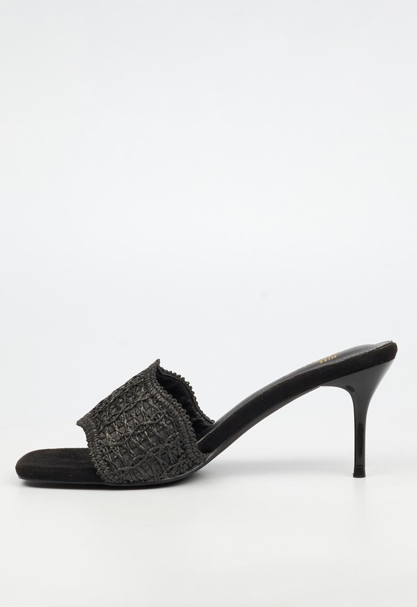 Miss Black - Macrame 1 macrame heel - black