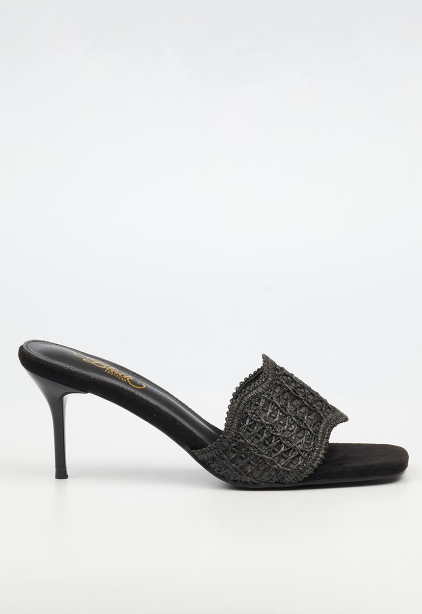Miss Black - Macrame 1 macrame heel - black
