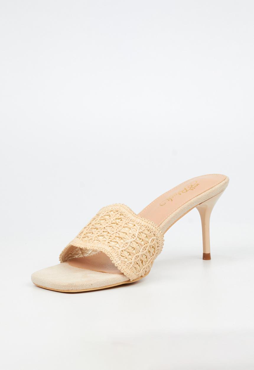 Miss Black - Macrame 1 macrame heel - ivory