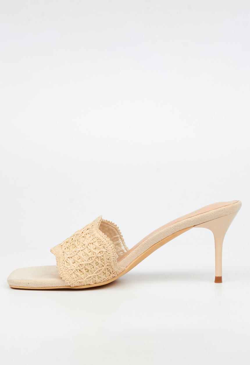 Miss Black - Macrame 1 macrame heel - ivory
