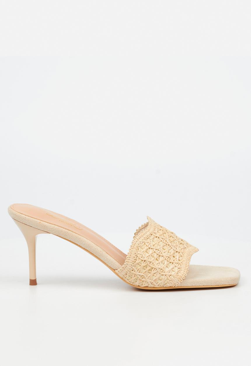 Miss Black - Macrame 1 macrame heel - ivory
